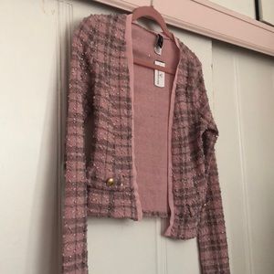 Pink and gold sparkle cardigan open jacket